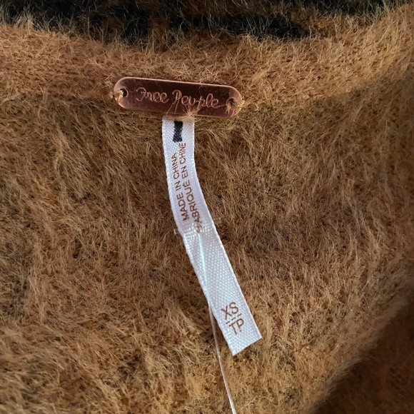 NEW Free People Long Animal Cardigan Brown Motif XS - Picture 11 of 14